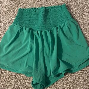 Aerie Bright Green Smocked Waist Shorts